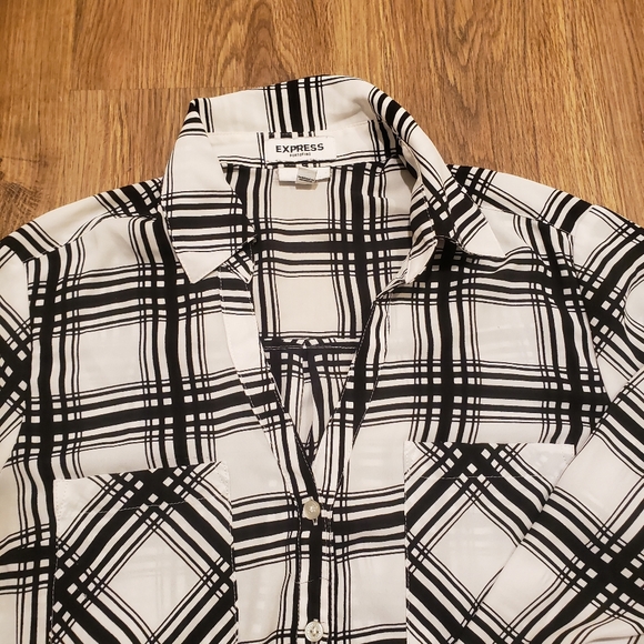 Express Long Sleeve Button Down Blouse - Picture 2 of 3